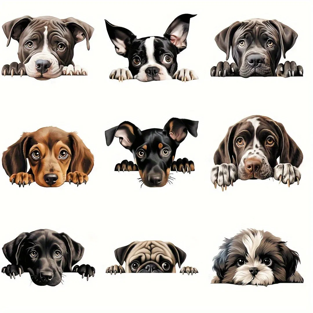 9Piece Peeping Dog Heat Transfer Kit for DIY Personalization