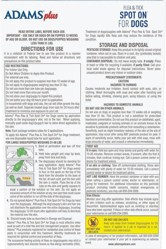 Adams Plus Flea & Tick Prevention Spot On for Large Dogs