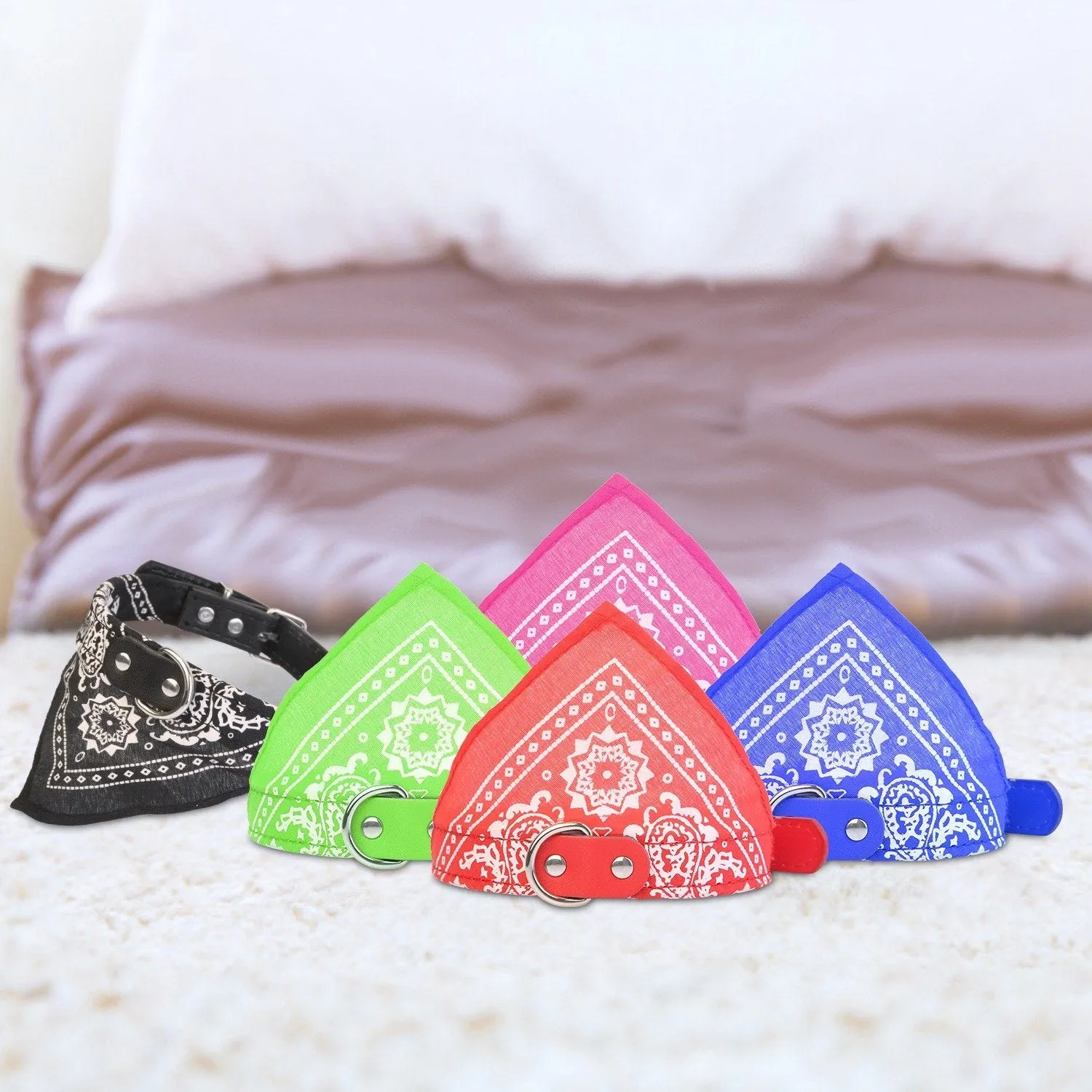 Adjustable Bandana Leather Pet Collar
