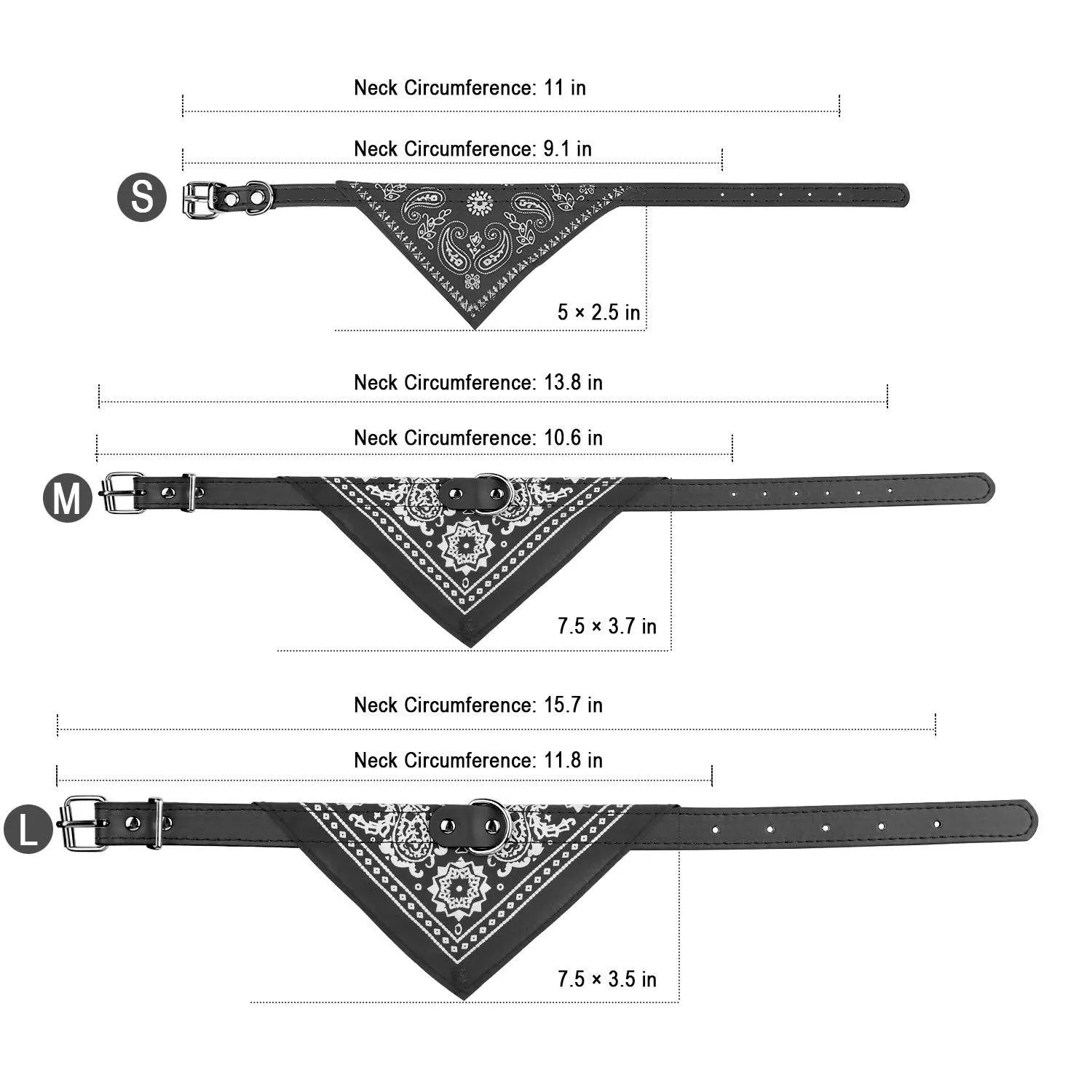 Adjustable Bandana Leather Pet Collar