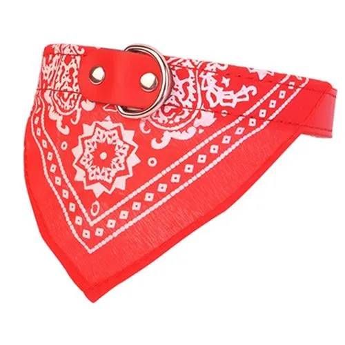 Adjustable Bandana Leather Pet Collar