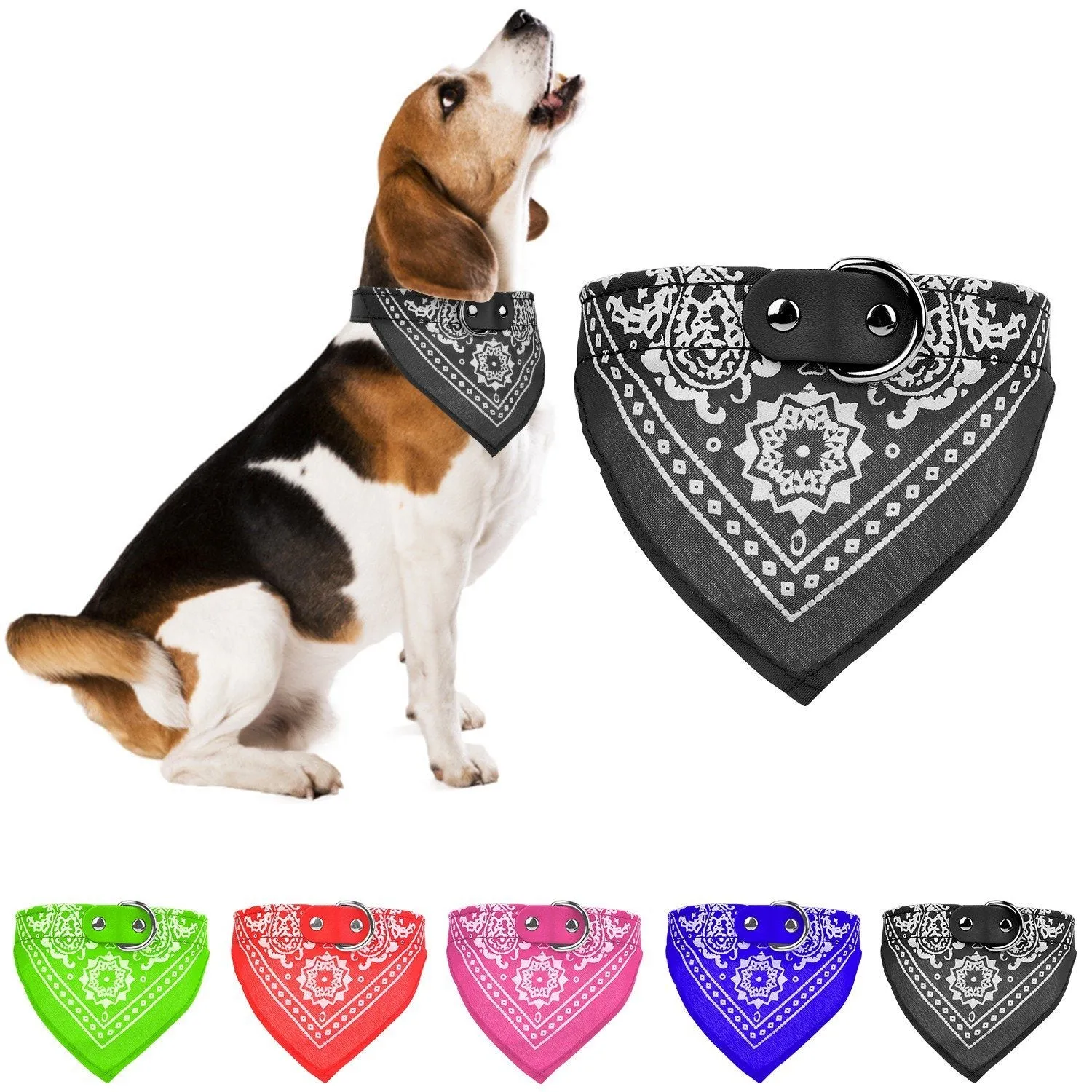 Adjustable Bandana Leather Pet Collar