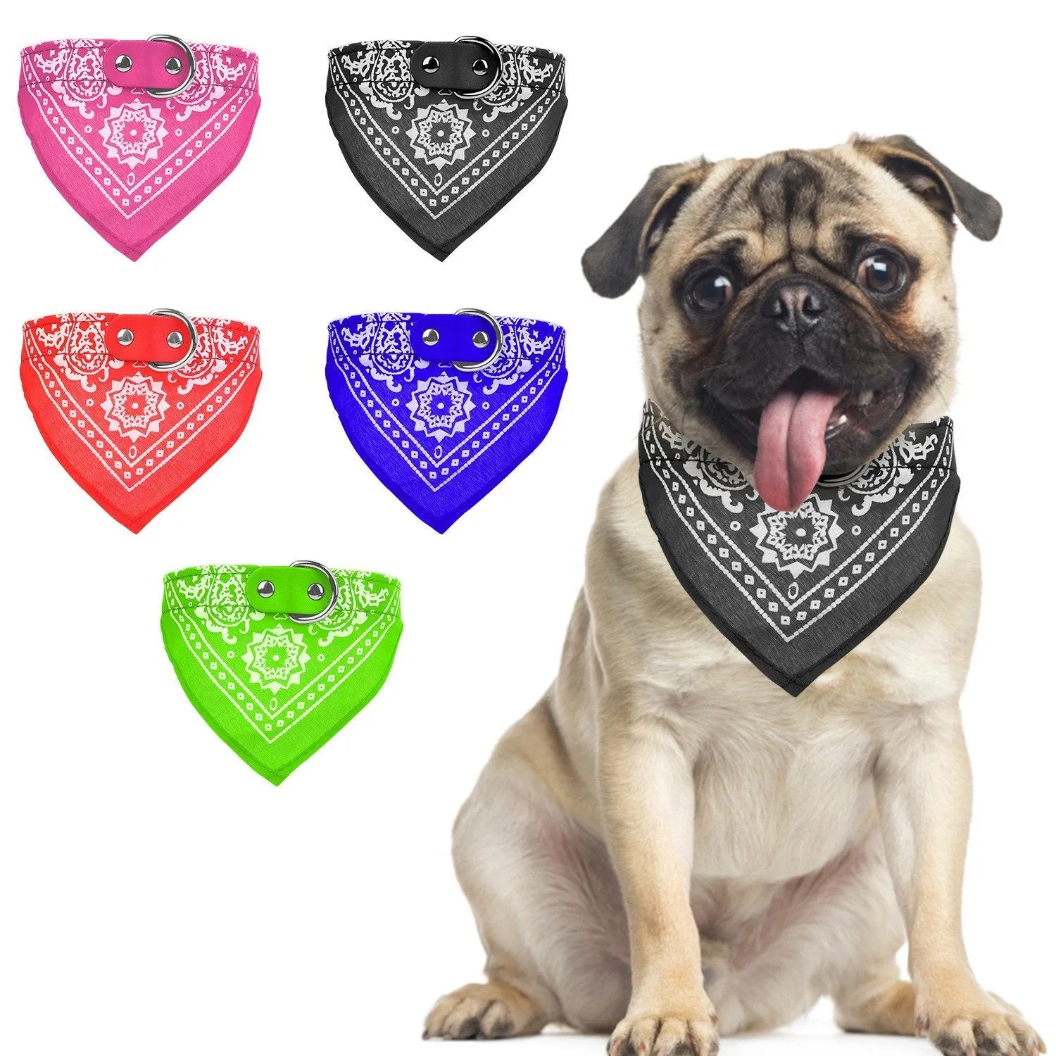Adjustable Bandana Leather Pet Collar