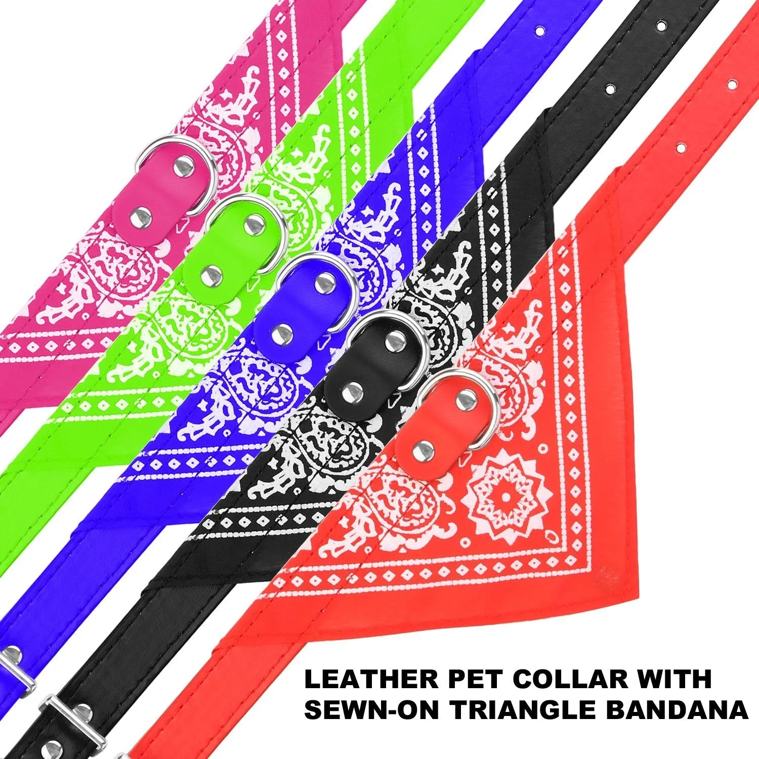 Adjustable Bandana Leather Pet Collar