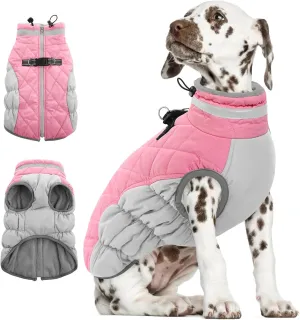 AOFITEE Dog Coat, Warm Dog Jackets for Small Dogs, Dogs Winter Coat with Harness Built in, Reflective Pet Winter Jacket, Waterproof Windproof Puppy Puffer Jacket Fleece Vest, Pink XS