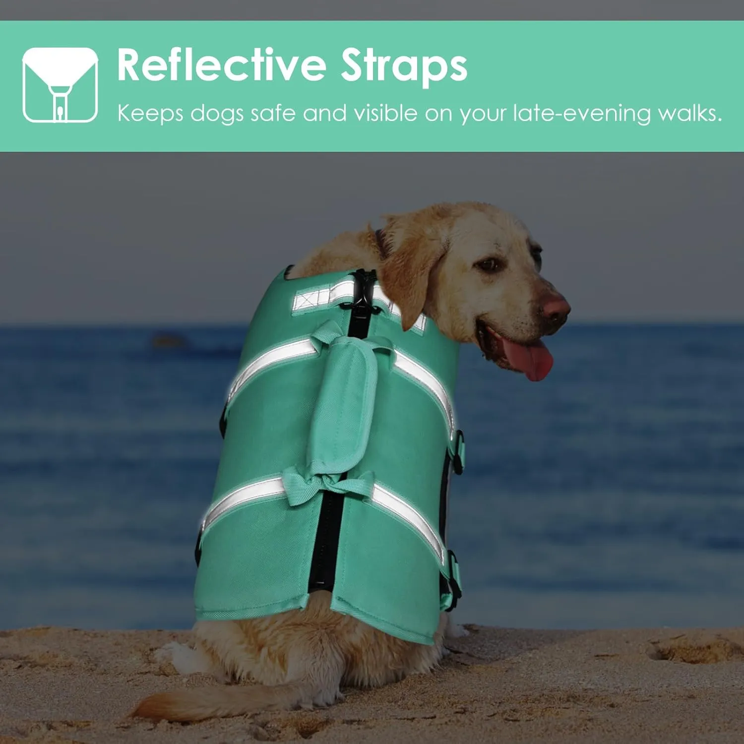 AOFITEE Dog Life Jacket High Flotation, Dog Life Vest for Swimming, Reflective Medium Dog Swimming Vest, Adjustable Dogs Swimsuit Lifesaver with Zipper and Rescue Handle for Small Medium Large Dogs