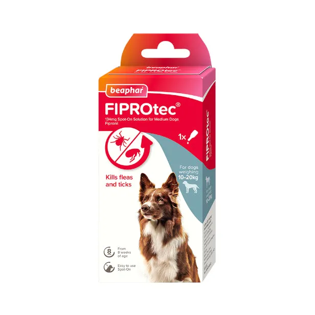 Beaphar Fiprotec Spot On Flea / Tick Treatment Solution for Medium Dogs Packs 1/4/6