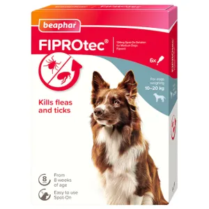 Beaphar Fiprotec Spot On Flea / Tick Treatment Solution for Medium Dogs Packs 1/4/6