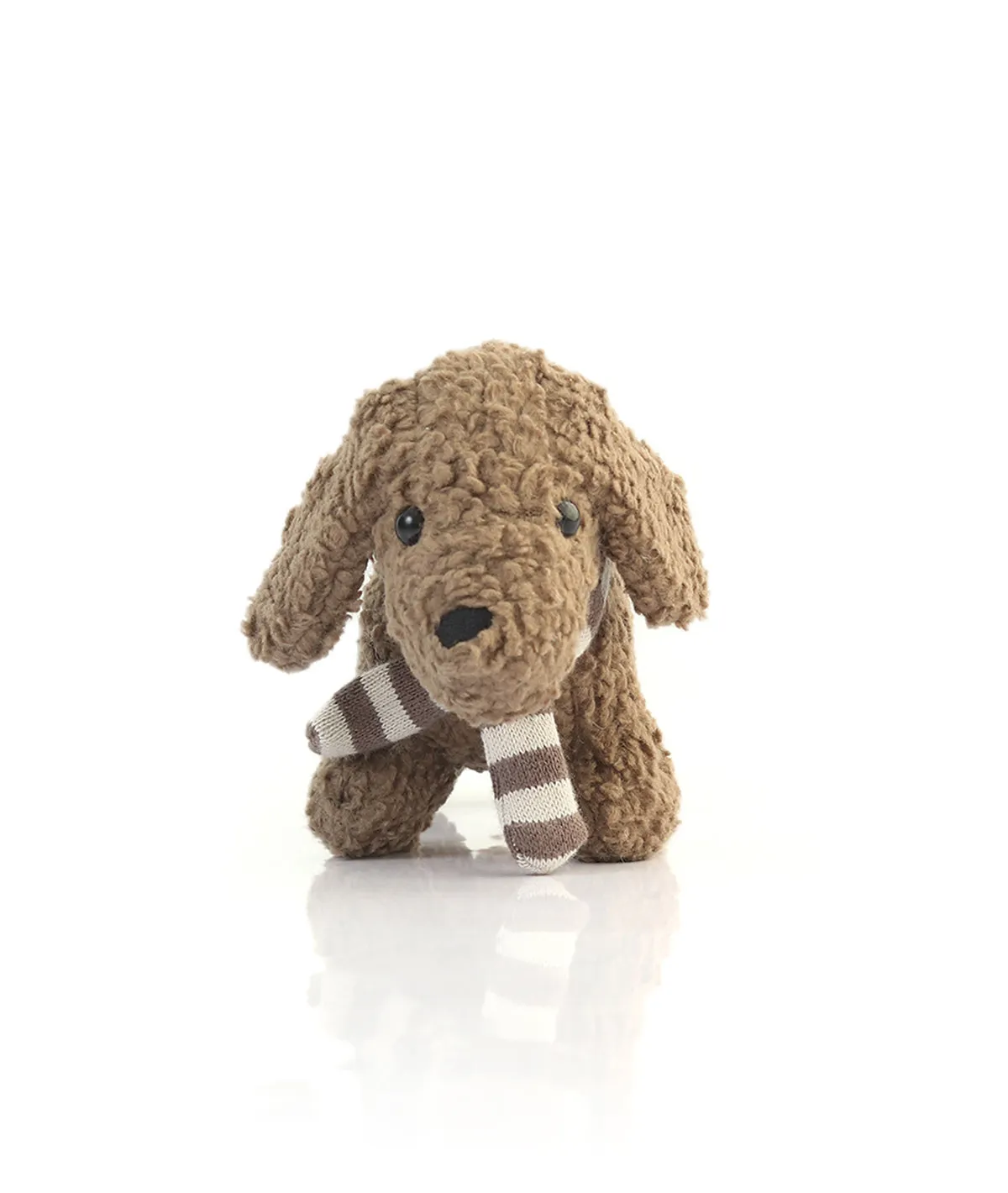 Bruno Dog Cotton Knitted Stuffed Rattle Soft Toy Crackle Sound on Ears (Warm Grey)