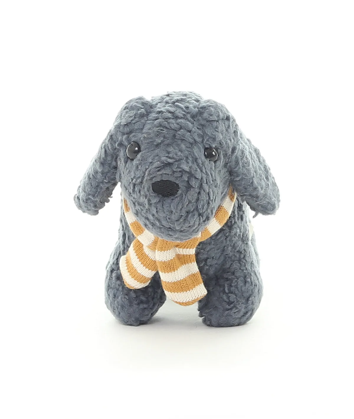Bruno Dog Cotton Knitted Stuffed Rattle Soft Toy with Crackle Sound on Ears (Queen Blue)