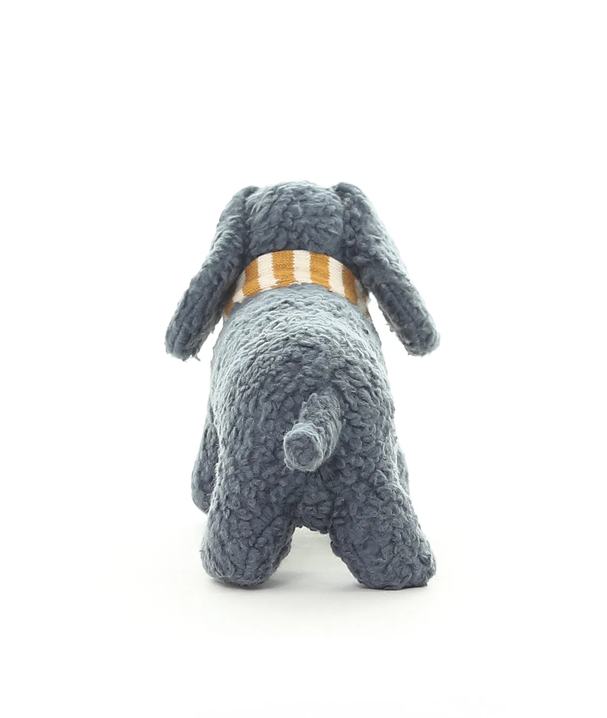 Bruno Dog Cotton Knitted Stuffed Rattle Soft Toy with Crackle Sound on Ears (Queen Blue)