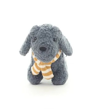 Bruno Dog Cotton Knitted Stuffed Rattle Soft Toy with Crackle Sound on Ears (Queen Blue)
