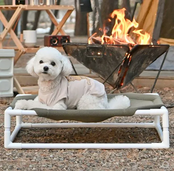 camping elevated dog bed - khaki