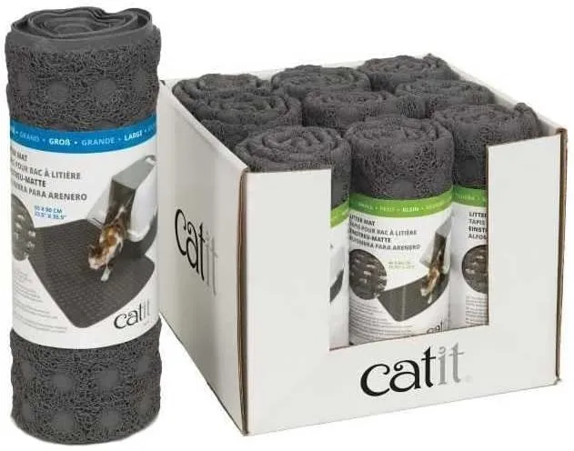 Catit Cat Litter Mat Rectangle Non-Slip Litter Trapping Mat Soft & Comfortable, Easy to Clean for All Cat Litter Types  Large