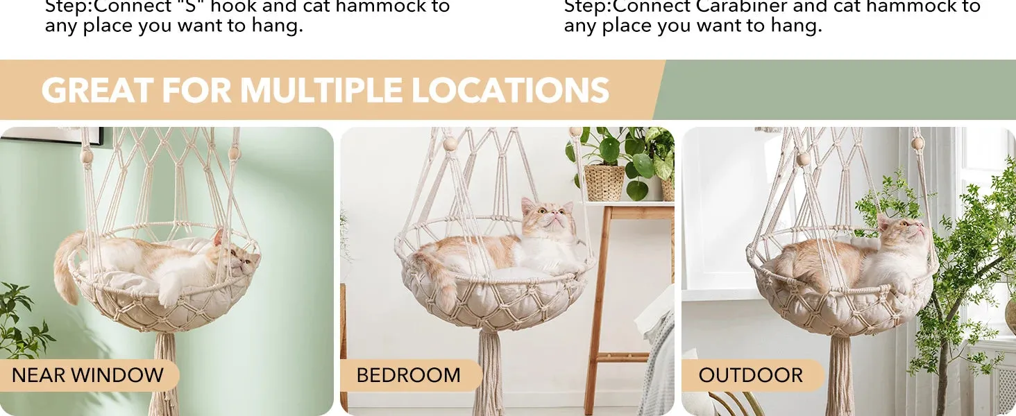 Cotton Tapestry Cat Hammock Bed