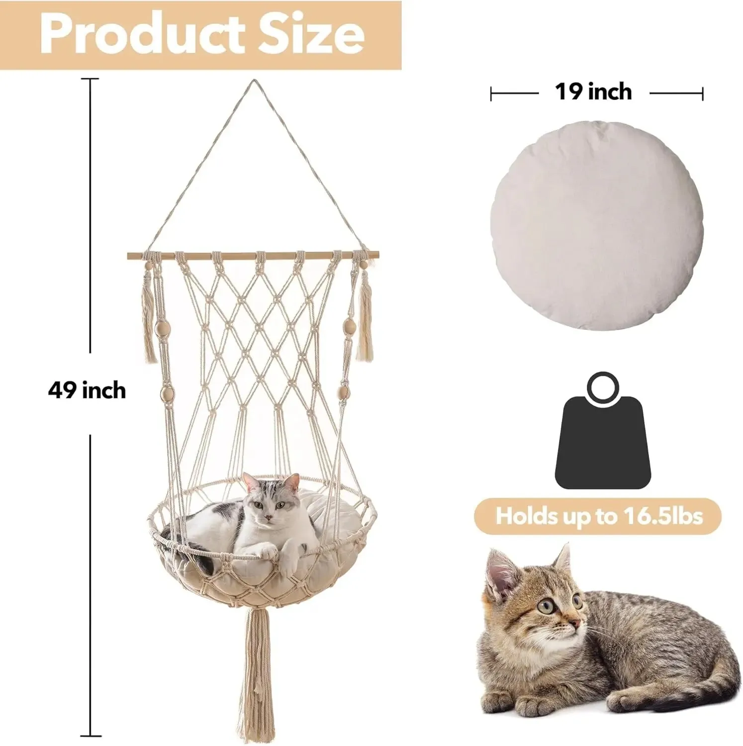 Cotton Tapestry Cat Hammock Bed