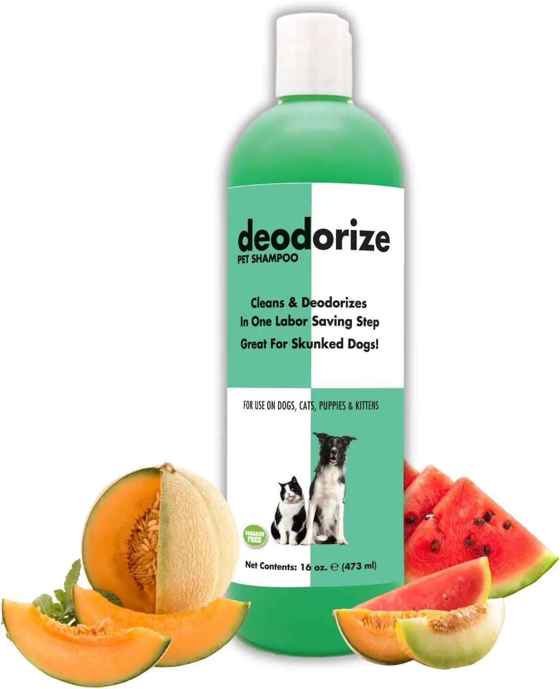 Deodorize Pet Shampoo for Dogs & Cats 16 oz. | Cruelty-Free | Paraben-Free | De-Skunk | Biodegradable and Non-Toxic | Made in USA