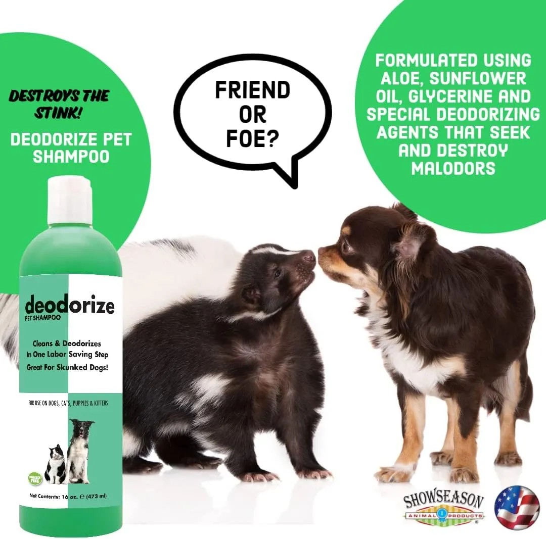 Deodorize Pet Shampoo for Dogs & Cats 16 oz. | Cruelty-Free | Paraben-Free | De-Skunk | Biodegradable and Non-Toxic | Made in USA