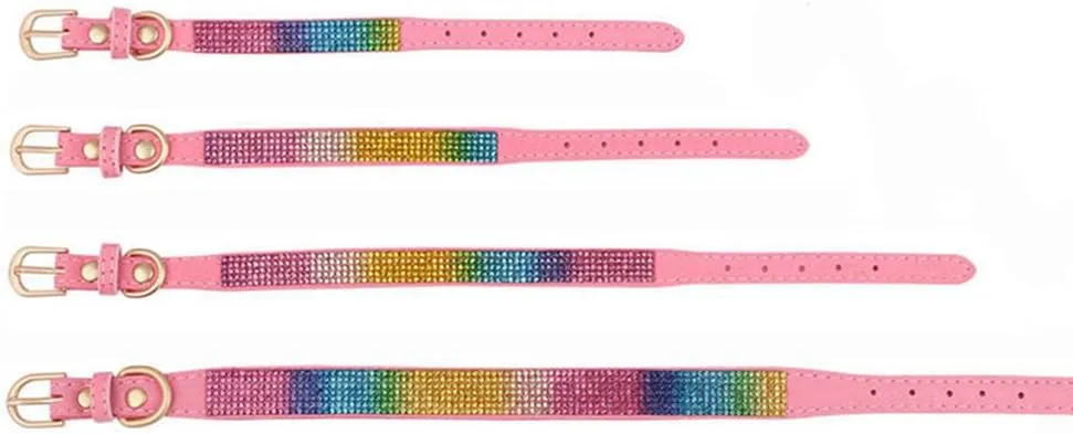 Diamond Dog Collar, Puppy Collar Girls, Bling Rhinestone Jewel Glitter Sparkly Bedazzled Cat Collars with Bow Adjustable for XXS,XS,Small Medium Large Breed Pets Female Dogs, Pink xx Small