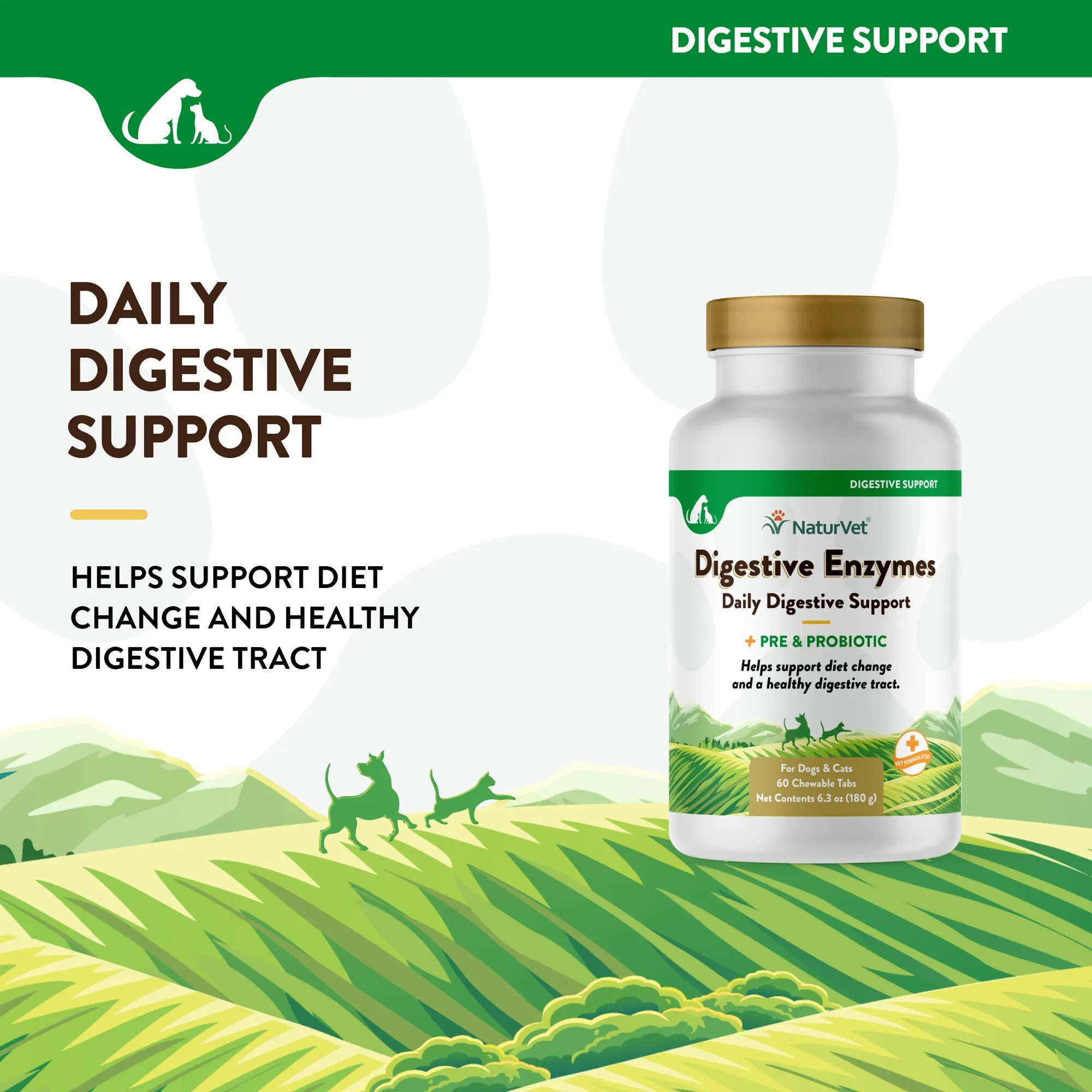 Digestive Enzymes Chewable Tablets with Prebiotics & Probiotics