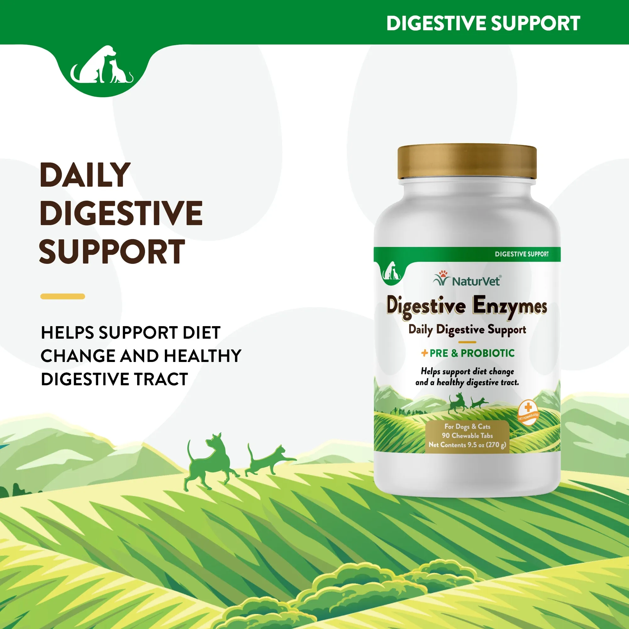 Digestive Enzymes Chewable Tablets with Prebiotics & Probiotics