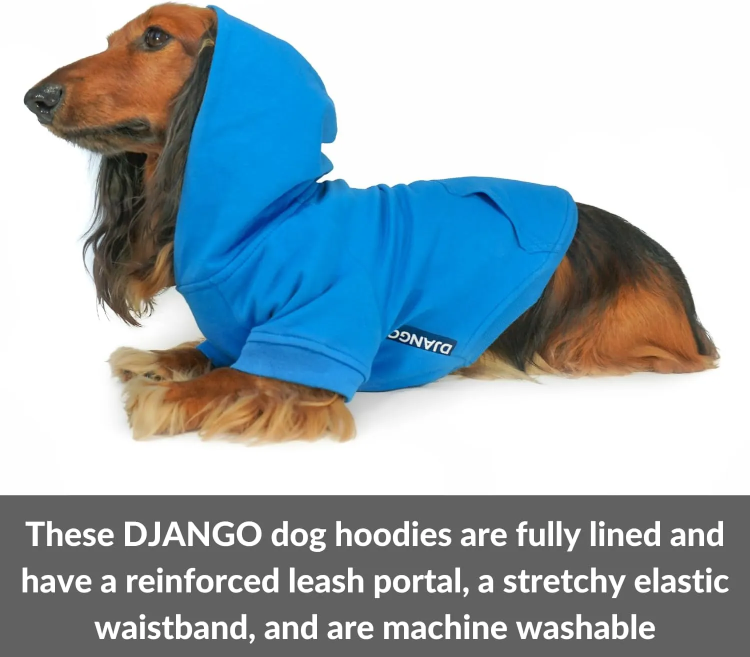 DJANGO Fully Lined Hoodie for Dog - Soft, Stretchy, and Cozy Sweatshirts for Dogs - Heather Grey Winter Dog Sweaters for Dachshunds and Small Dogs - Warm Dog Hoodie Medium with Elastic Waistband