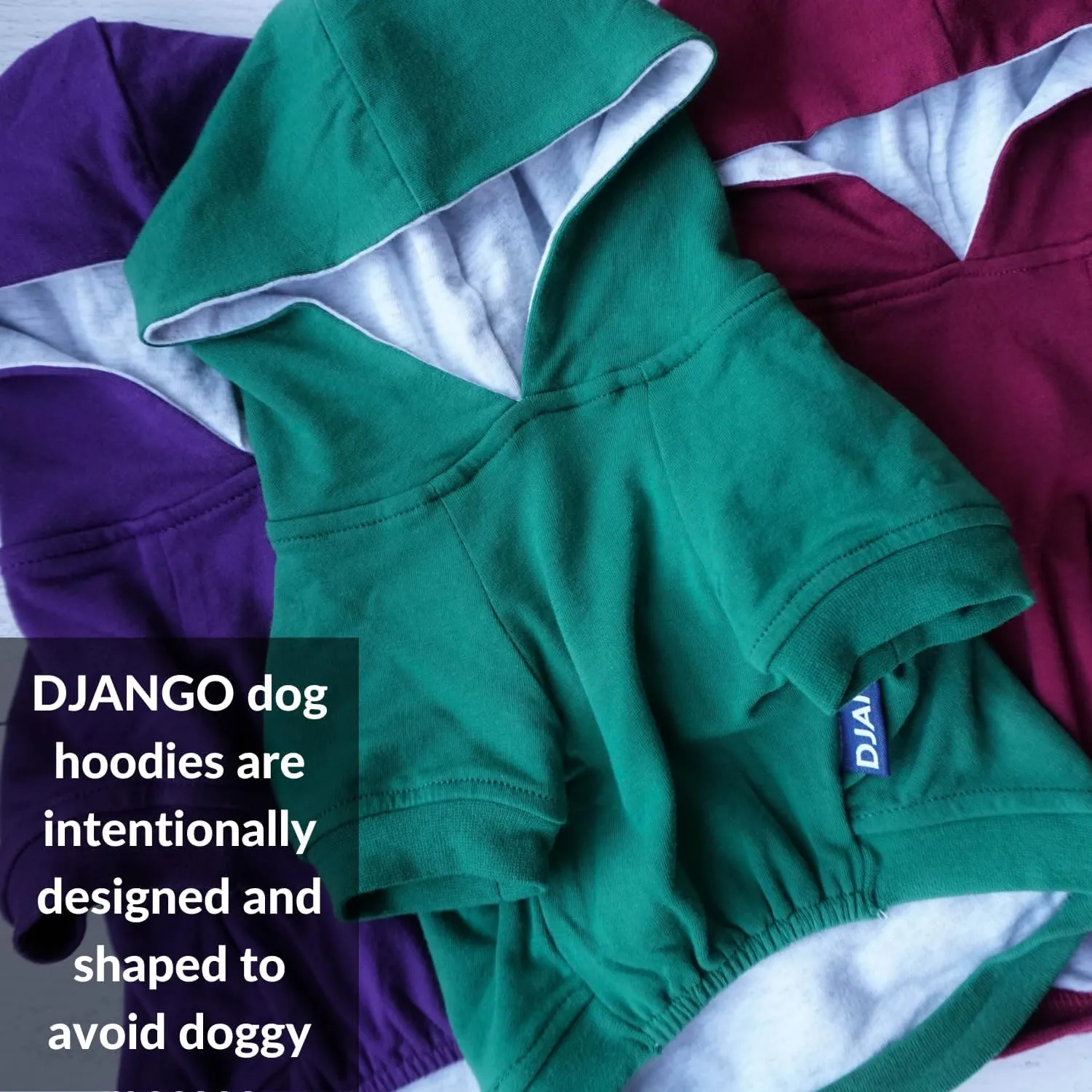 DJANGO Fully Lined Hoodie for Dog - Soft, Stretchy, and Cozy Sweatshirts for Dogs - Heather Grey Winter Dog Sweaters for Dachshunds and Small Dogs - Warm Dog Hoodie Medium with Elastic Waistband