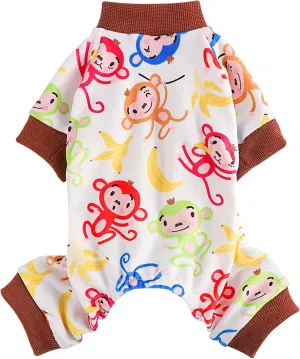 Dog Pajamas for Small Dogs Girl Boy Soft Cute Pet Pjs Fall Winter Warm Puppy Onesie Pet Clothes Stretchable Jumpsuits Puppy Sweaters Outfits for Chihuahua Yorkie Cat (Monkey, M)