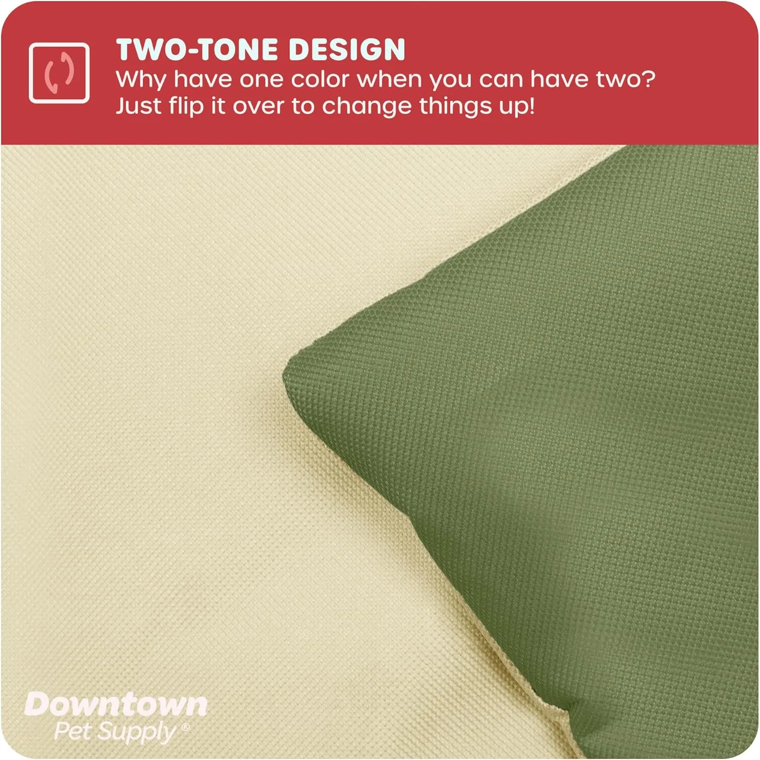 Downtown Pet Supply Dog Crate Pad, 35" x 22" - Waterproof, Ripstop Nylon Dog Crate Mat Chew Proof and Machine Washable - Olive and Light Beige - L