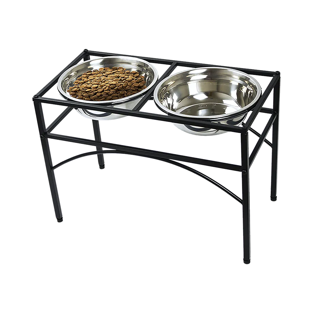 Dual Elevated Raised Pet Bowl - Stainless Steel