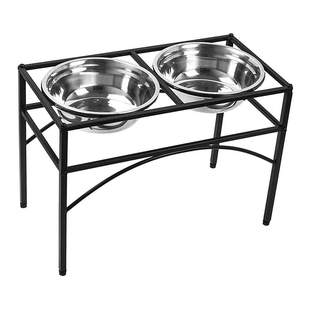 Dual Elevated Raised Pet Bowl - Stainless Steel