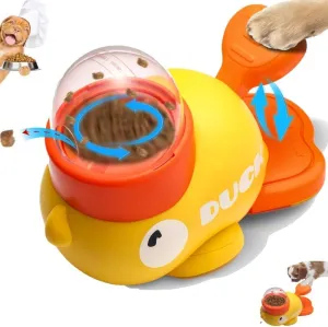 Duck Dispenser, Duck-Shaped Interactive Dog Dispenser with Button, Anti-Gulping Duck Shaped Slow Feeder Dog Bowls for Healthy Eating for Dogs and Cats