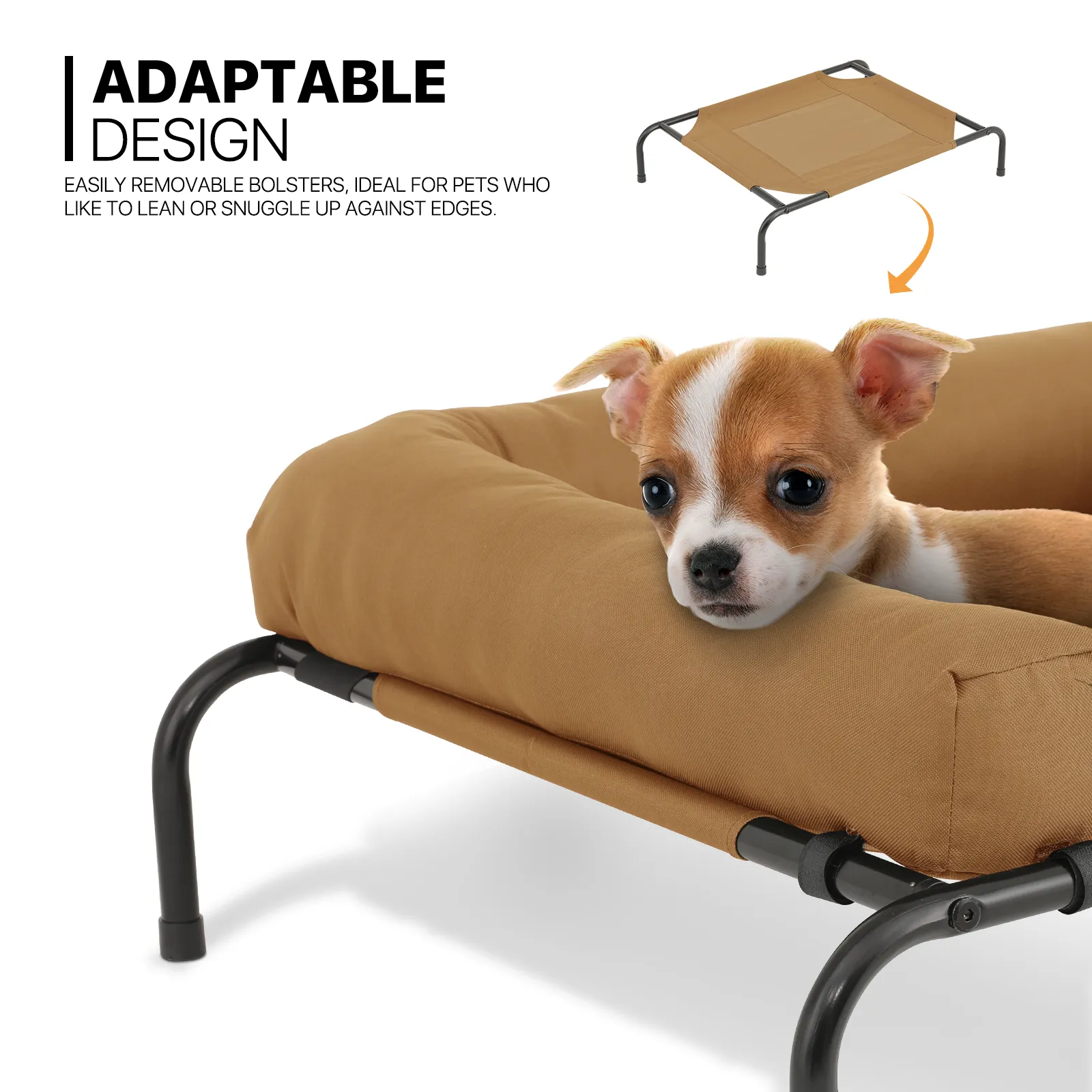 Elevated Dog Bed - w/ Removable Bolster - 35.5'' Length