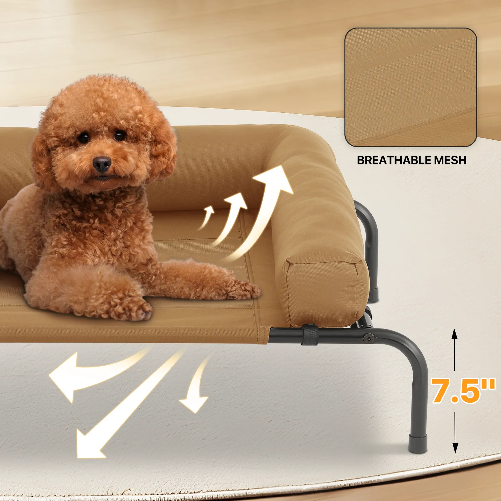 Elevated Dog Bed - w/ Removable Bolster - 35.5'' Length