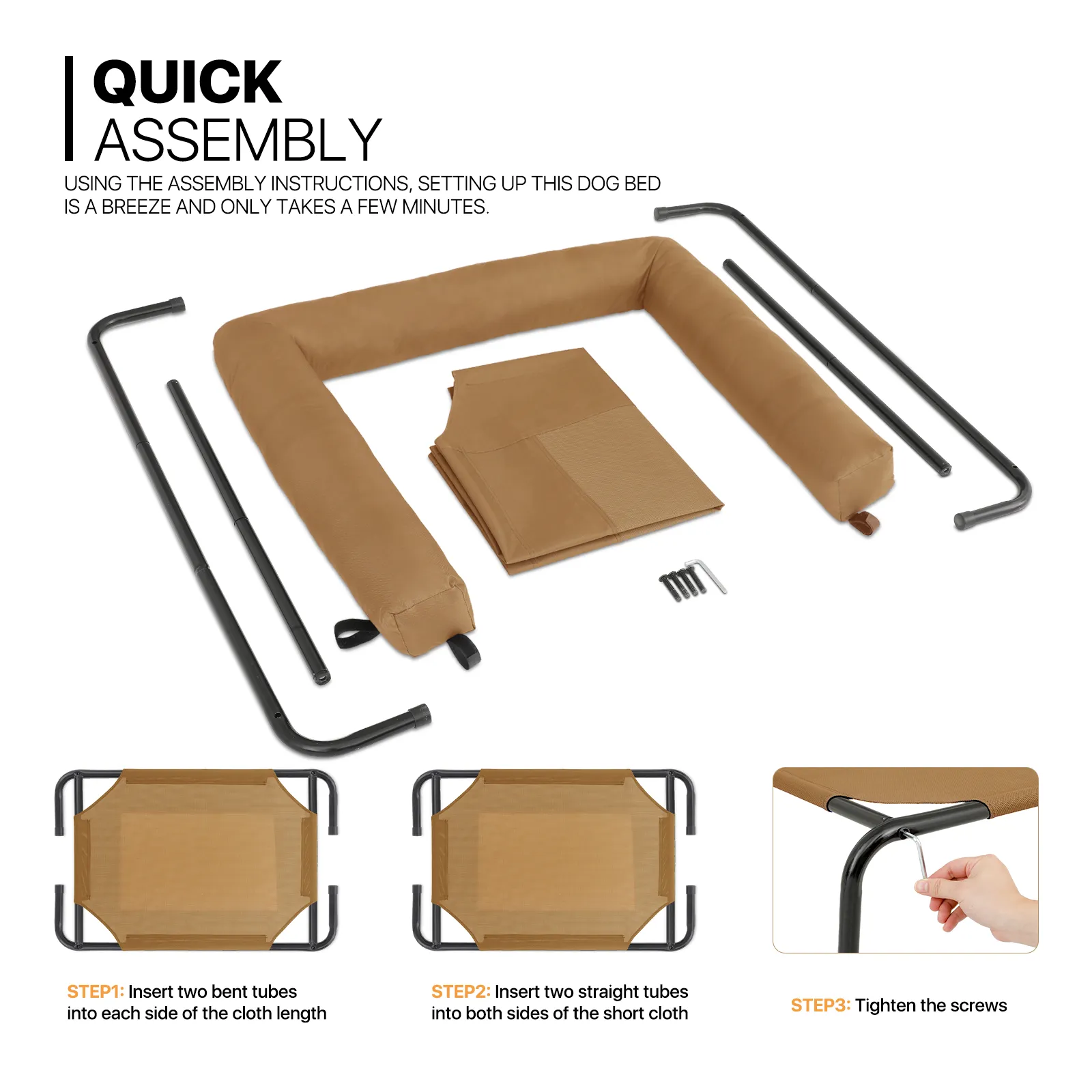 Elevated Dog Bed - w/ Removable Bolster - 35.5'' Length