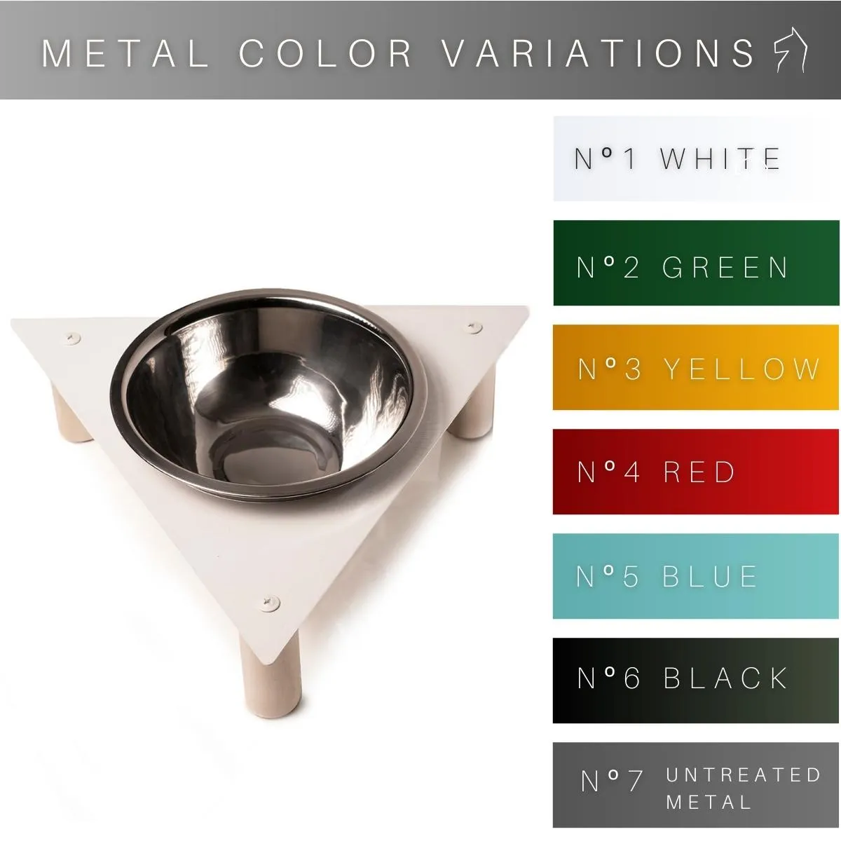 Elevated dog bowl (Metal and wood triangle)