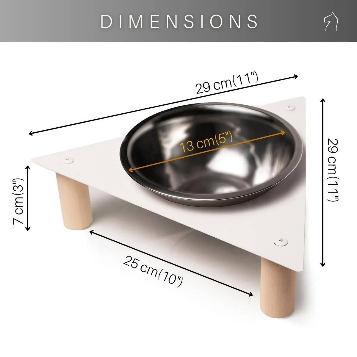 Elevated dog bowl (Metal and wood triangle)