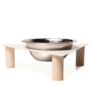 Elevated dog bowl (Metal and wood triangle)