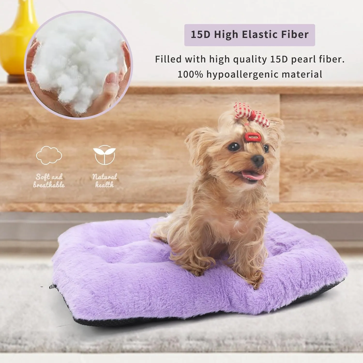 Extra Small Dog Bed for Crates 22 Inch Super Soft Plush Indoor Pet Bed for Dogs, Puppies, Cats, and Rabbits Purple