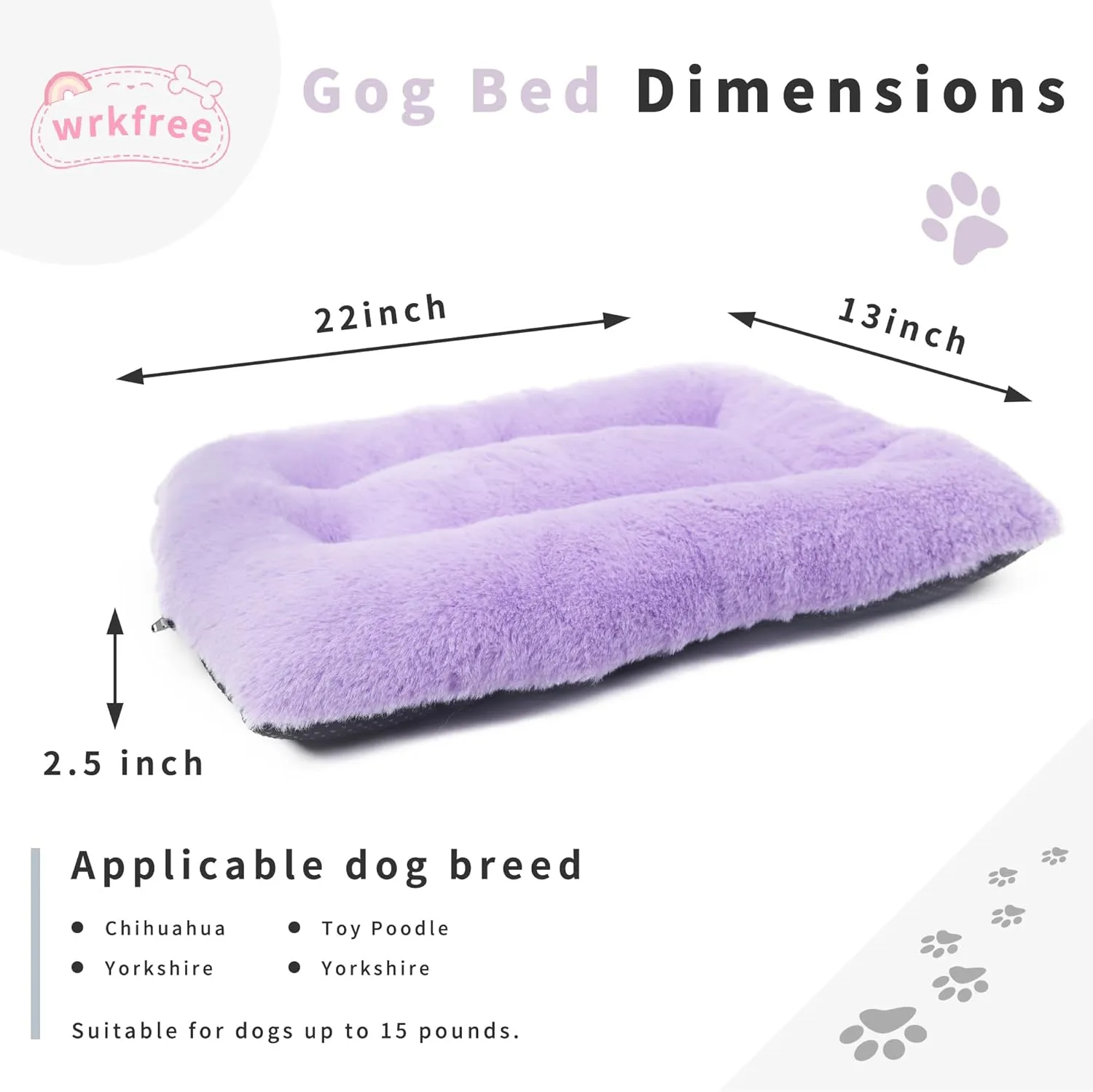 Extra Small Dog Bed for Crates 22 Inch Super Soft Plush Indoor Pet Bed for Dogs, Puppies, Cats, and Rabbits Purple