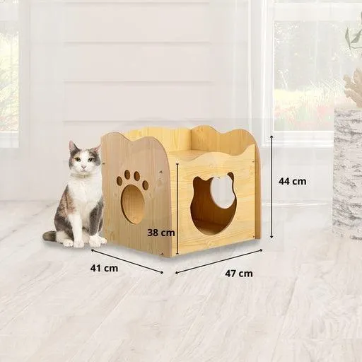 Floofi Pet House Wooden Cat Paw Shape Hole Table Pet Supplies Cat House Pet Furniture Cat Platform Nest Cave Double Cat