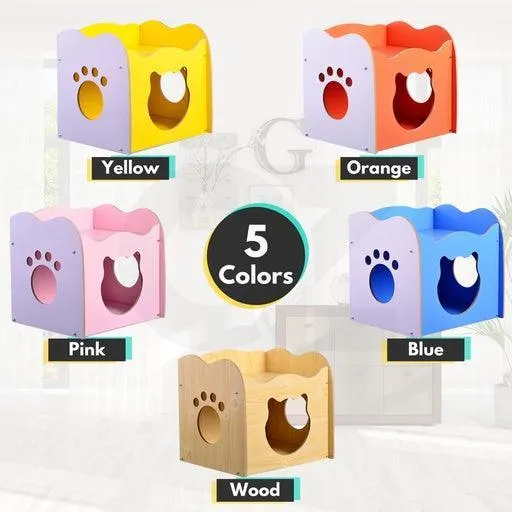 Floofi Pet House Wooden Cat Paw Shape Hole Table Pet Supplies Cat House Pet Furniture Cat Platform Nest Cave Double Cat
