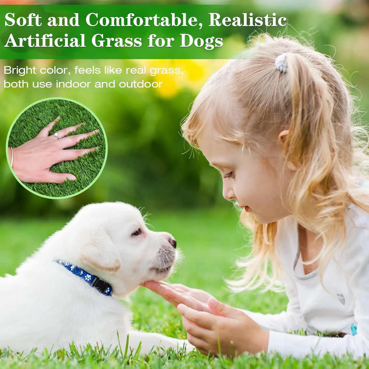 GLOBREEN 34" x 23" Fake Grass Pee Pad for Dogs Potty Training Turf Pets Mat - Indoor Outdoor Use