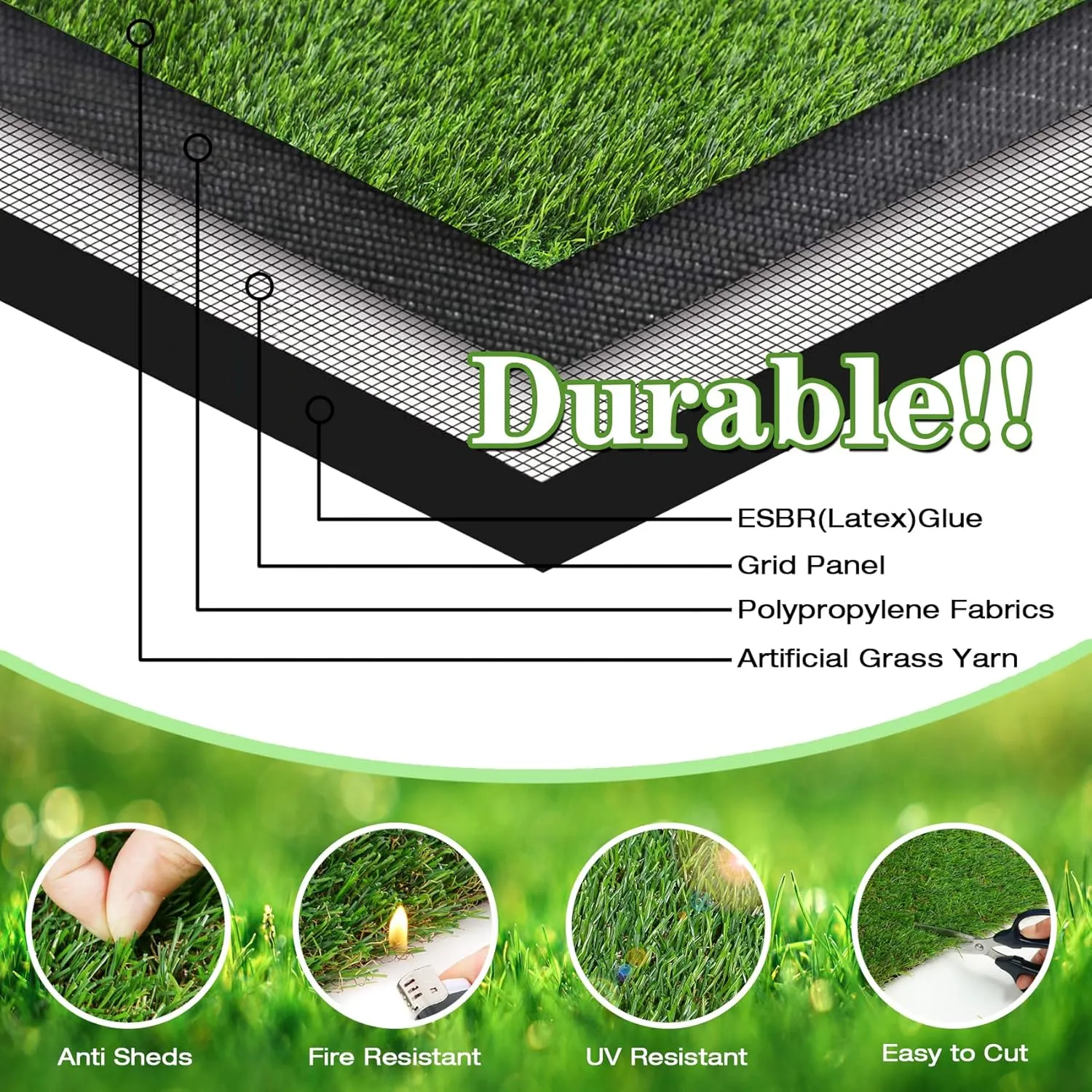 GLOBREEN 34" x 23" Fake Grass Pee Pad for Dogs Potty Training Turf Pets Mat - Indoor Outdoor Use