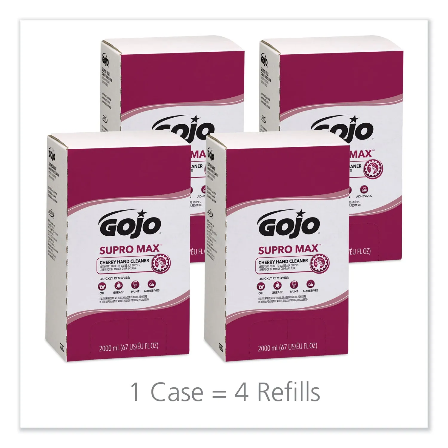 GOJO Supro Max Cherry Lotion Hand Cleaner, 2000 Ml Refill, 4/Carton - GOJ728204