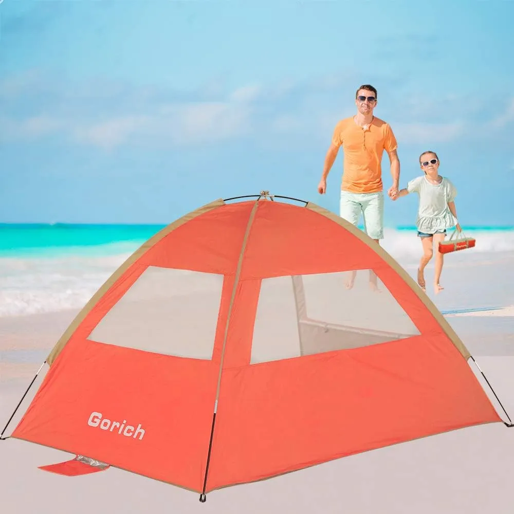 Gorich Beach Tent Sun Shelter for 3/4-5/6-7/8-10 Person with UPF 50 UV Protection, Lightweight & Easy Setup Beach Shade Canopy, Portable Beach Shade Tent Beach Cabana