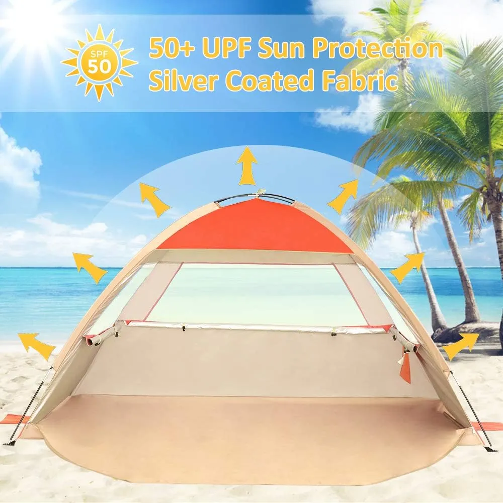 Gorich Beach Tent Sun Shelter for 3/4-5/6-7/8-10 Person with UPF 50 UV Protection, Lightweight & Easy Setup Beach Shade Canopy, Portable Beach Shade Tent Beach Cabana