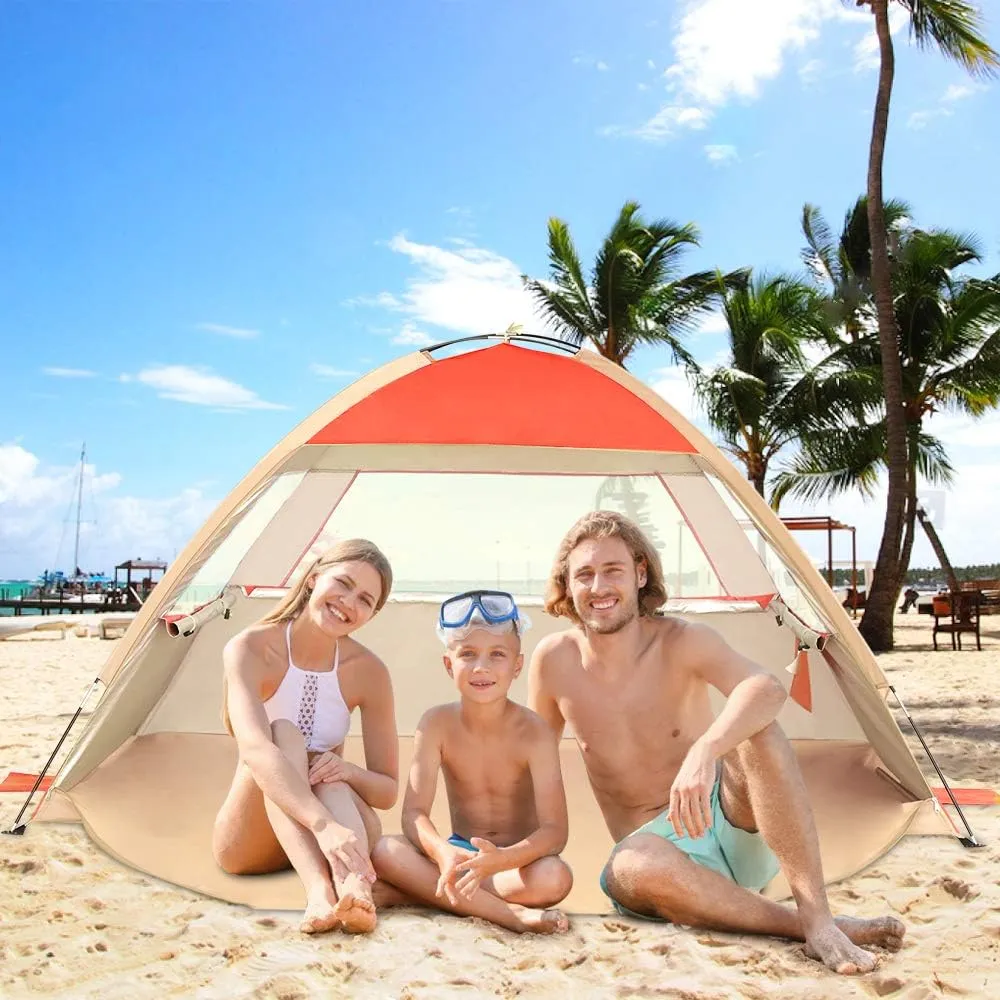 Gorich Beach Tent Sun Shelter for 3/4-5/6-7/8-10 Person with UPF 50 UV Protection, Lightweight & Easy Setup Beach Shade Canopy, Portable Beach Shade Tent Beach Cabana