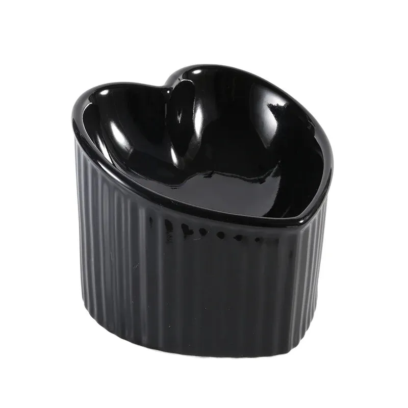 Heart-Shaped Ceramic Elevated Cat Bowl