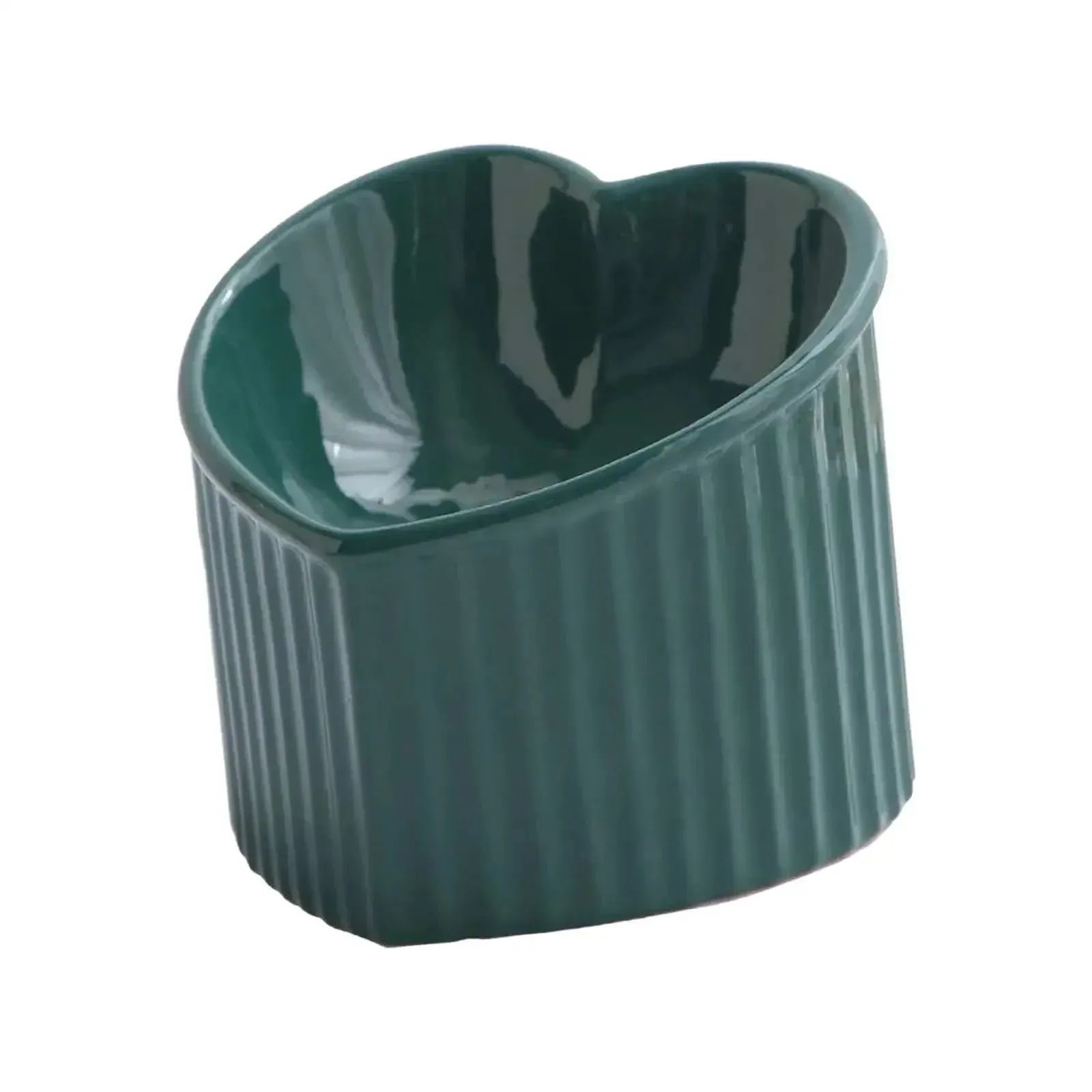 Heart-Shaped Ceramic Elevated Cat Bowl